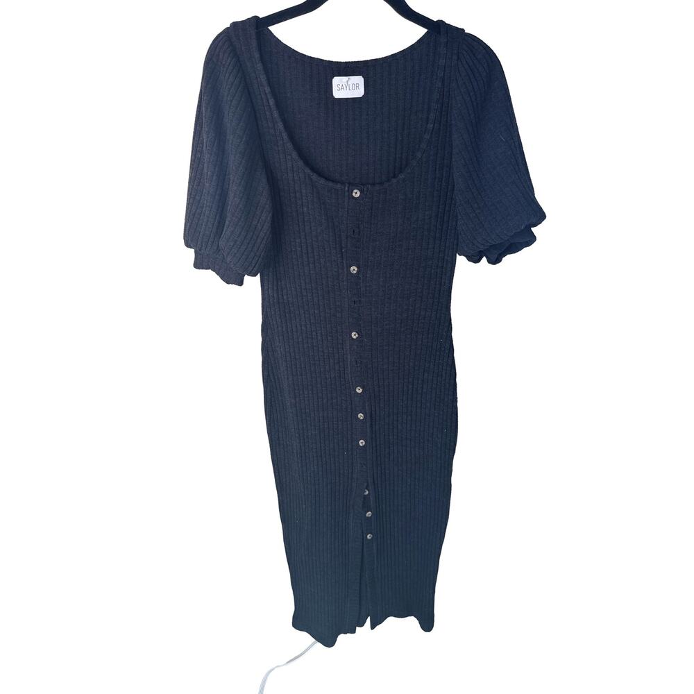 Saylor Ribbed Midi Dress Button Down